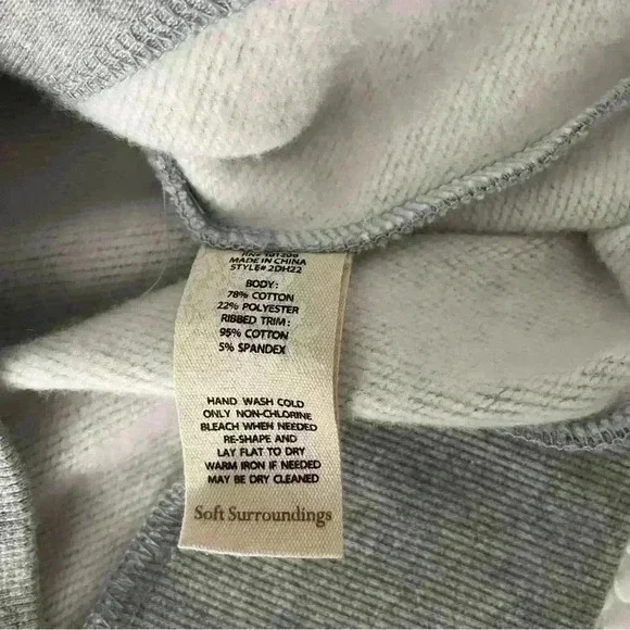 Soft Surroundings‎ Lidia Side Button Cotton Turtleneck Sweatshirt Gray Size M - Picture 7 of 8